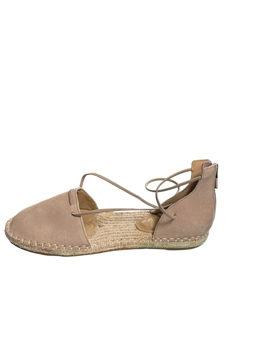 Eileen Fisher Lace-Up Espadrille Flats Taupe Leather 8.5